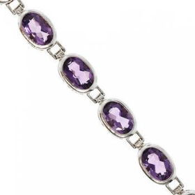 New Violet Oval Shape Amethyst White Gold  14K Tennis Braceletviolet 