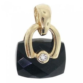 New Black Special Cut Shape Onyx Diamond Yellow Gold 14K Pendantblack 