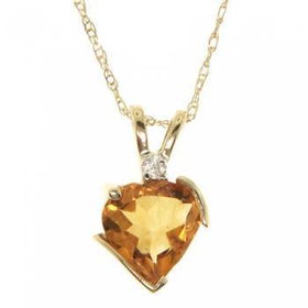 New Yellow Gold Pendant Necklace Citrine Diamond Gemsyellow 