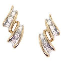 Yellow Gold Ribbon Earrings with Twelve Diamondsyellow 