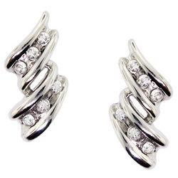 Diamond Ribbon Style Earrings in 10K White Golddiamond 