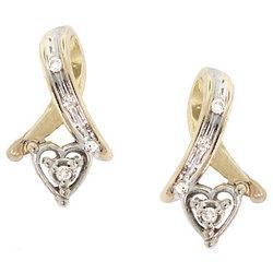 14K Two-Tone Gold Heart Earrings with Diamondstwo 