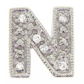 14KT White Gold Pendant Initial N - 1/2 Inch Tallwhite 