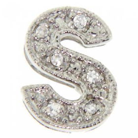 14KT White Gold Pendant Initial S - 1/2 Inch Tallwhite 