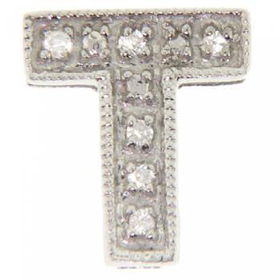 14KT White Gold Pendant Initial T - 1/2 Inch Tallwhite 