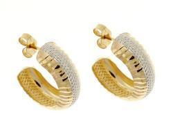 14K Two-tone Gold Diamond Cut Hoop Earringstwo 