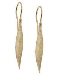 Genuine 14K Gold Brushed Leaf French Dangle Earringsgenuine 