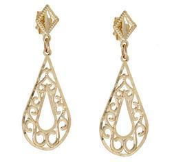 14K Gold Chandelier Diamond Cut Earringsgold 