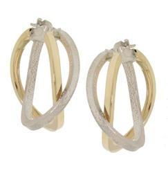 Genuine Two-tone Double Hoop Earringsgenuine 