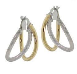 Genuine Two-tone Double Hoop Earringsgenuine 