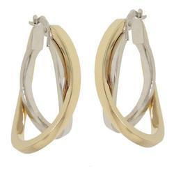 Genuine Two-tone Double Hoop Earringsgenuine 