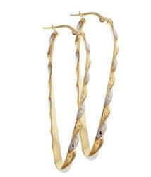 Genuine Two-tone Twisted Long Hoop Earringsgenuine 