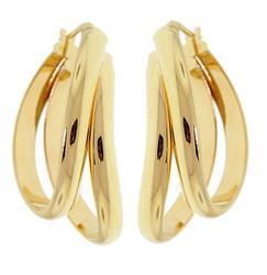 Genuine Gold Douple Loop Hoop Earringsgenuine 