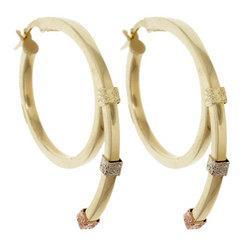 Genuine Tri-tone Gold Modern Hoop Earringsgenuine 
