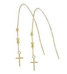 Genuine Gold Cross Threader Earringsgenuine 