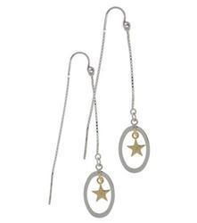 Genuine Two-tone Gold Modern Star Threader Earringsgenuine 