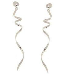 Genuine Laser cut 10K White Gold Twisted Ribbon Earringsgenuine 