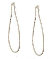Genuine 10K White Gold Long Twisted Hoop Dangle Earringsgenuine 