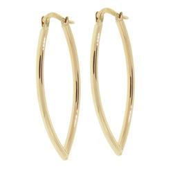 Genuine Gold Leaf Shaped Hoop Earringsgenuine 