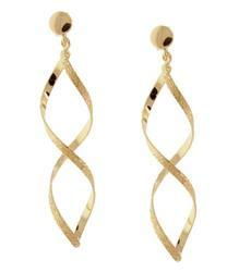 Genuine Gold Dangle Twist Ribbon Earringsgenuine 