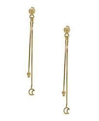 Genuine Gold Dangle Moon Crescent Earringsgenuine 