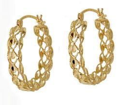 Genuine 14K Gold Diamond Cut Hoop Earringsgenuine 