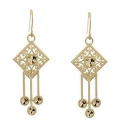 Diamond cut 14K Gold Dangle Chandelier Earringsdiamond 
