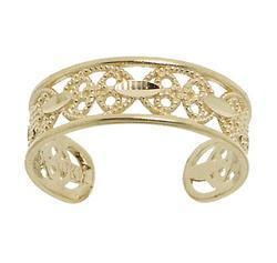 High Polished Gold Adjustable Milgrain Toe Ringhigh 