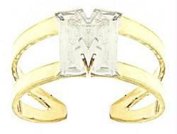 Initial 'M' Adjustable Two-tone Gold Toe Ringinitial 