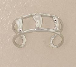 Adjustable 14K White Gold 3 Feet Toe Ringadjustable 