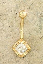 Gold Gemstone Belly Ring