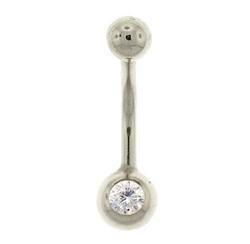 White Gold Gemstone Belly Ringwhite 