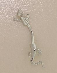 14K White  Gold Lizard Gecko Belly Ringwhite 