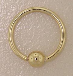 14K Gold Circle Barbell Belly Ring