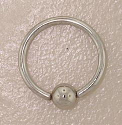 14K White Gold Circle Barbell Belly Ring