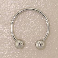 14K White Gold Half Circle Barbell Belly Ring