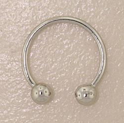 14K White Gold Half Circle Barbell Belly Ringwhite 