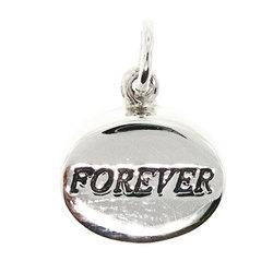 Sterling Silver Dangle FOREVER Oval Pendantsterling 