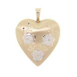 14K Gold Flower Heart Pendant Locketgold 