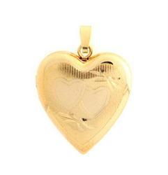Ladies Engraved 14K Gold Heart Locket Pendantladies 