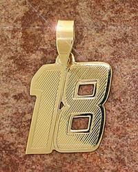 Number 18 Genuine Gold Racing Pendantnumber 