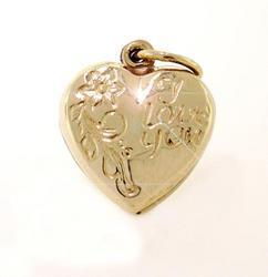 Engraved Gold Heart 'I Love You' Locket Pendantengraved 