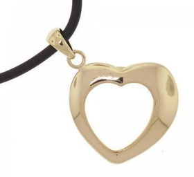 17in Solid Yellow Gold Dangle Heart Pendant Necklacesolid 