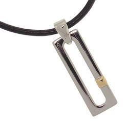 Sterling Silver & 18K Gold Modern Pendant with Leather Strandsterling 
