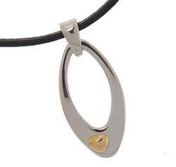 Sterling Silver & 18K Gold Modern Pendant with Leather Strandsterling 