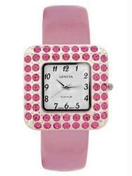 Stainless Steel Backed Pink Crystal Designer Bangle Watchstainless 