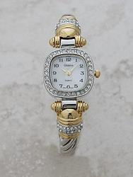 Stainless Steel Backed Two-tone Designer Bangle Watchstainless 
