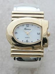 Stainless Steel Backed Two-tone Designer Bangle Watchstainless 