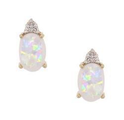 Oval Cut Opal Diamond 14K Gold Stud Earringsoval 