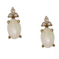 Oval Cut Opal Diamond Gold Stud Earringsoval 
